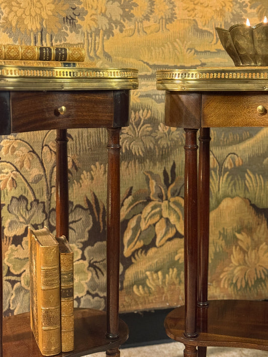 Pair of French Kidney-Shaped Marble Top Side Tables