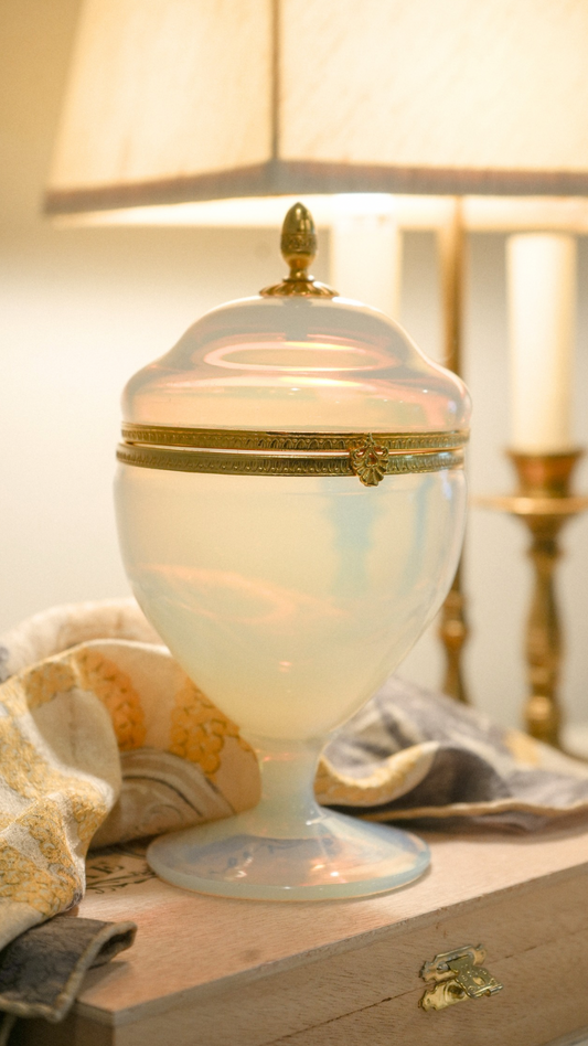 French Opaline Glass Casket with Ormolu Mount