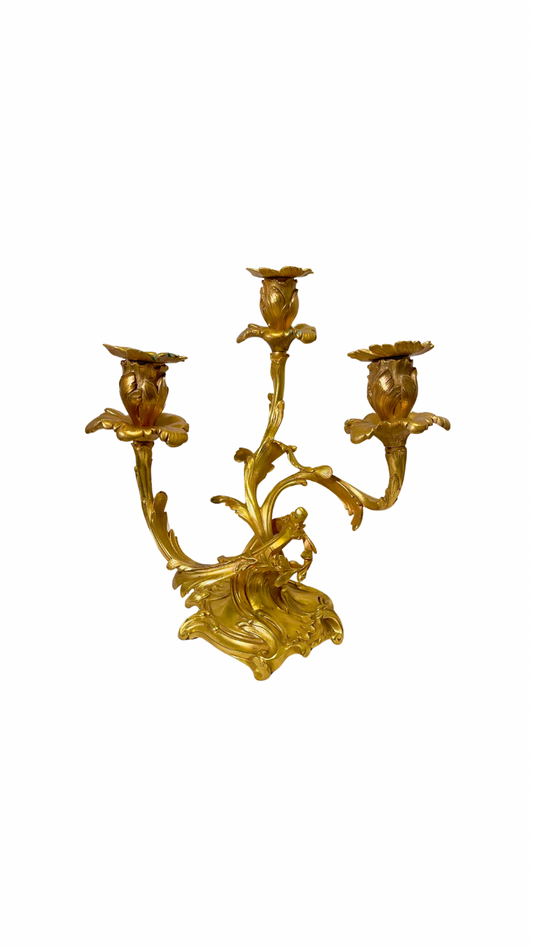 Set of Two French Guild Bronze Candelabras