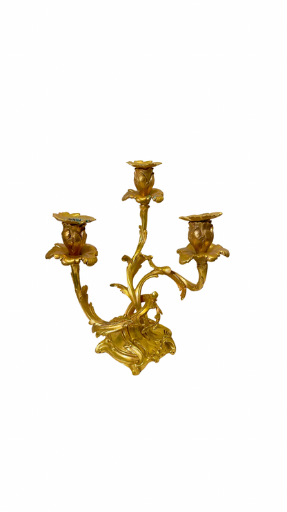 Set of Two French Guild Bronze Candelabras