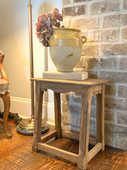 French Oak Side Table with Scalloped Apron