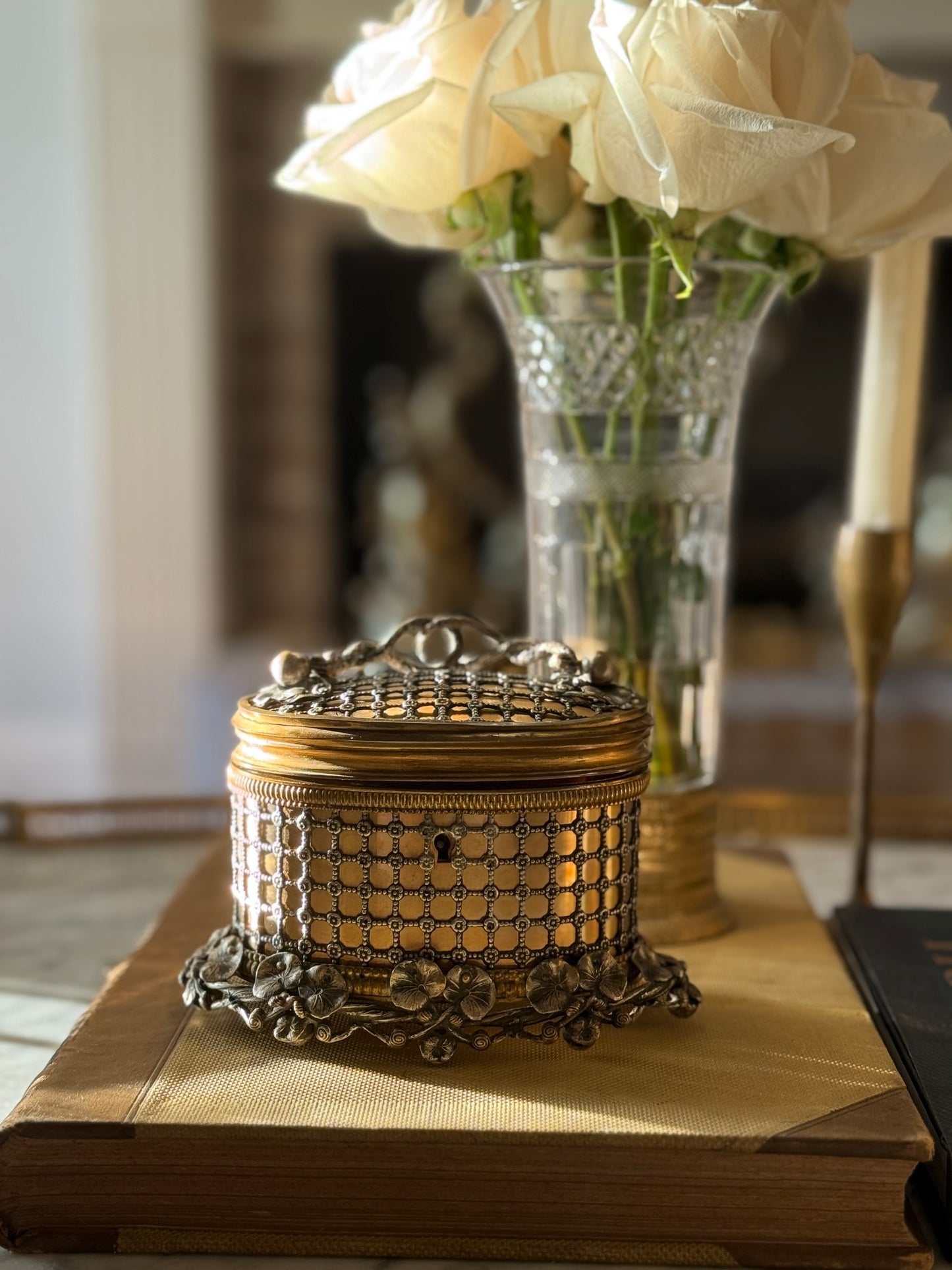 French Gilt and Silvered Bronze Keepsake Box