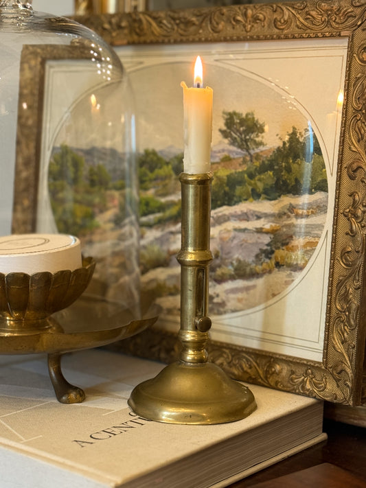 Antique Brass Push-Up Candlestick