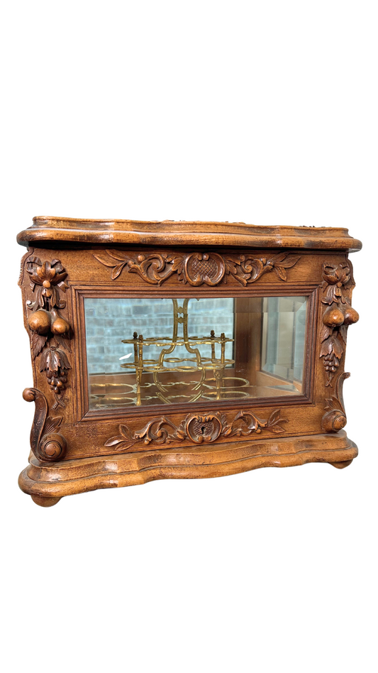 18th Century French Black Forest Carved Walnut Tantalus