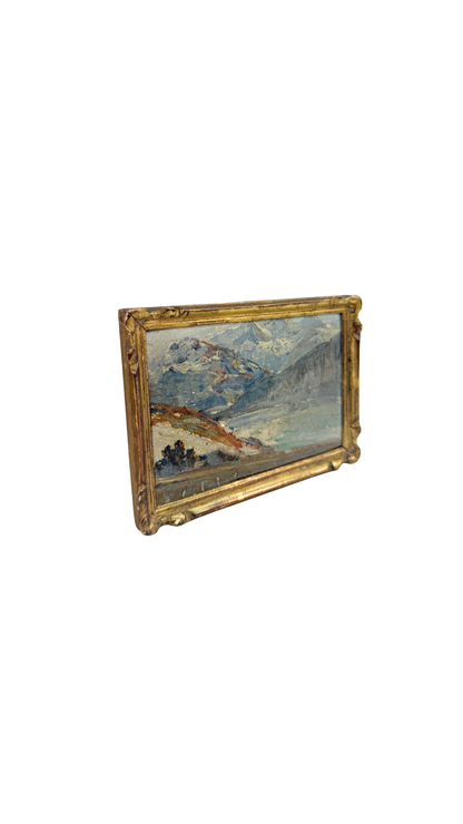 Petite Alpine Landscape Oil in Giltwood Frame