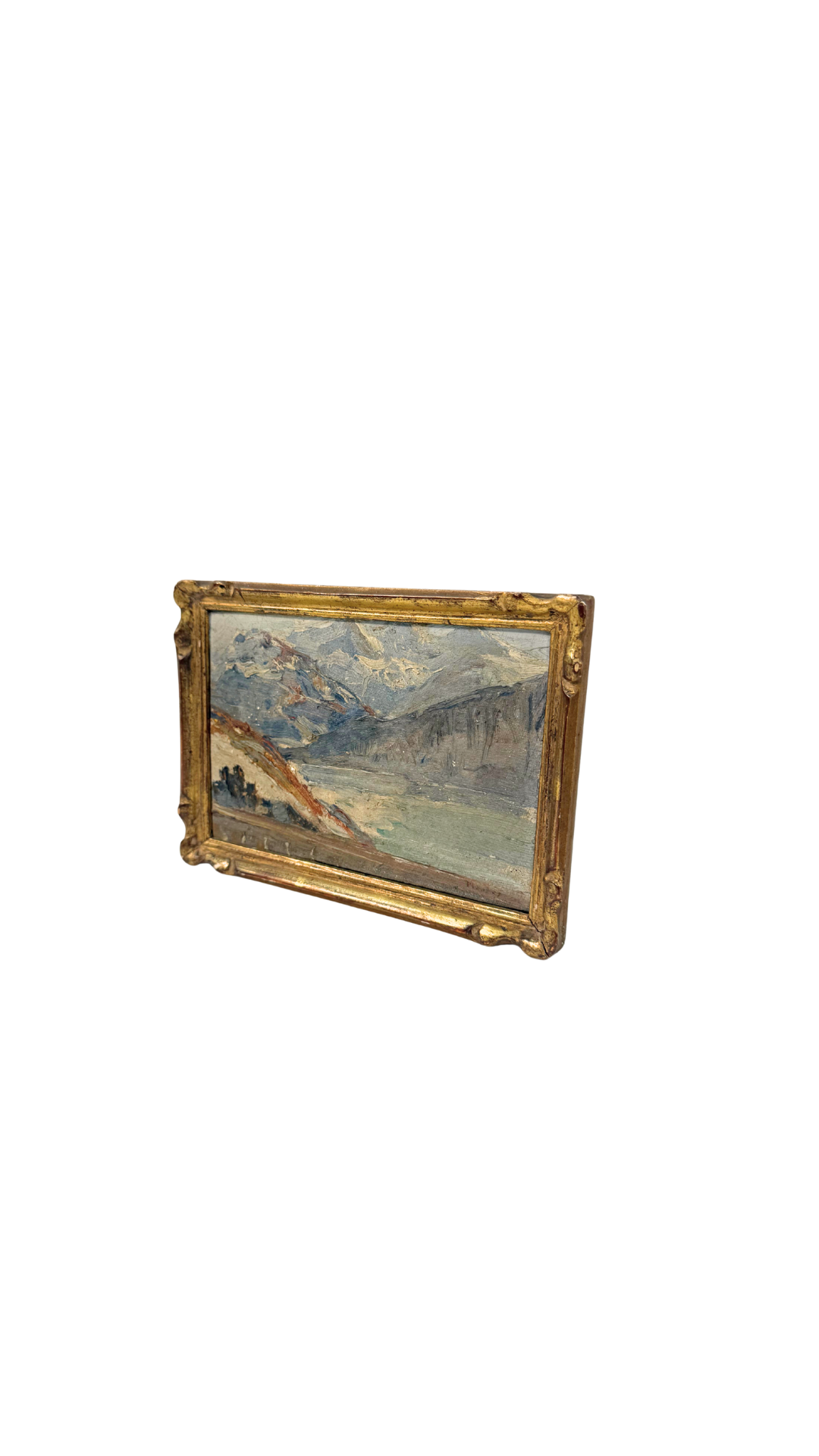 Petite Alpine Landscape Oil in Giltwood Frame