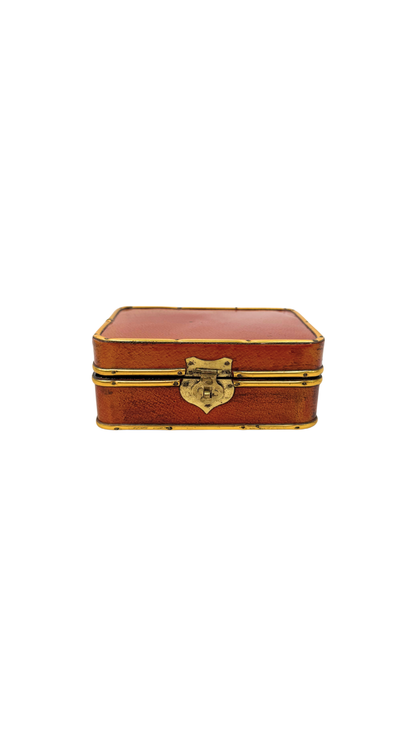 Vintage Leather Box with Brass Shield Clasp