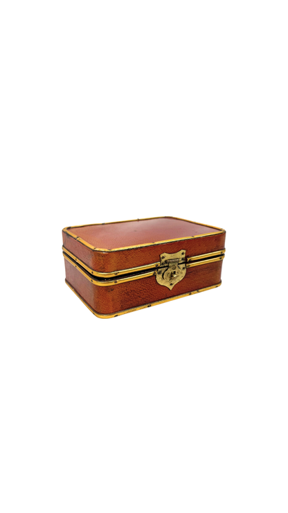Vintage Leather Box with Brass Shield Clasp