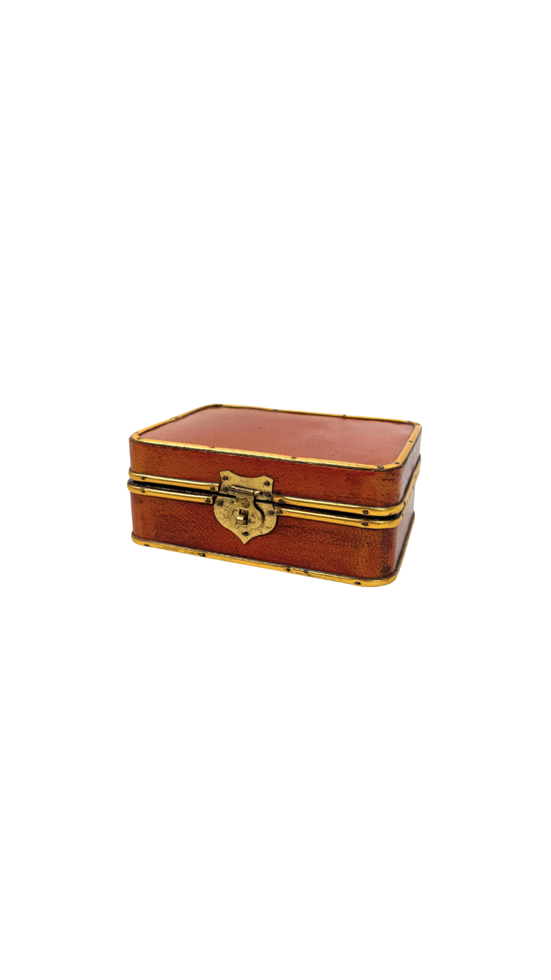 Vintage Leather Box with Brass Shield Clasp