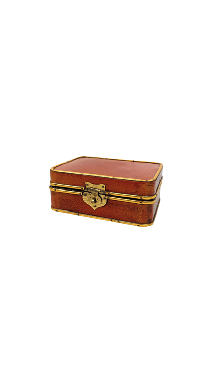 Vintage Leather Box with Brass Shield Clasp
