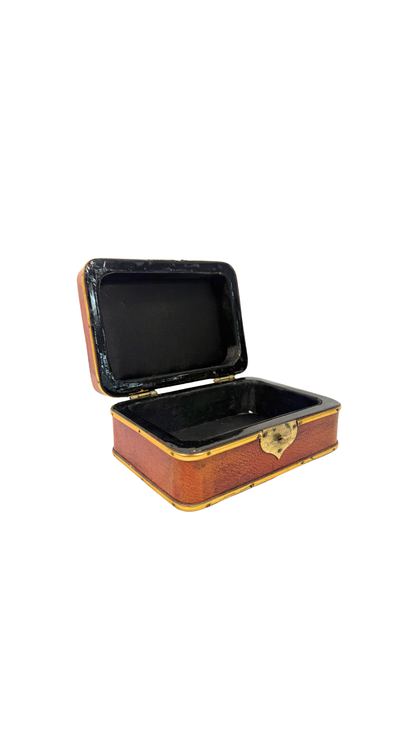 Vintage Leather Box with Brass Shield Clasp