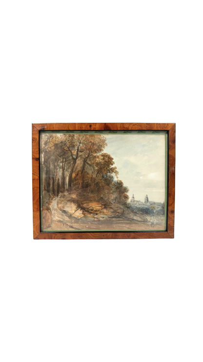 Watercolor Landscape in Burl Walnut Frame