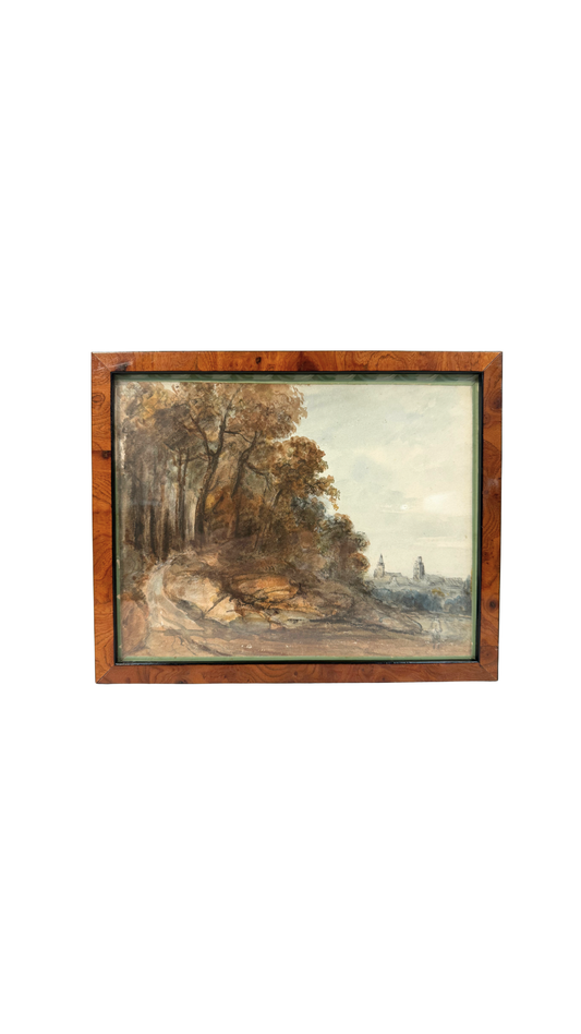 Watercolor Landscape in Burl Walnut Frame