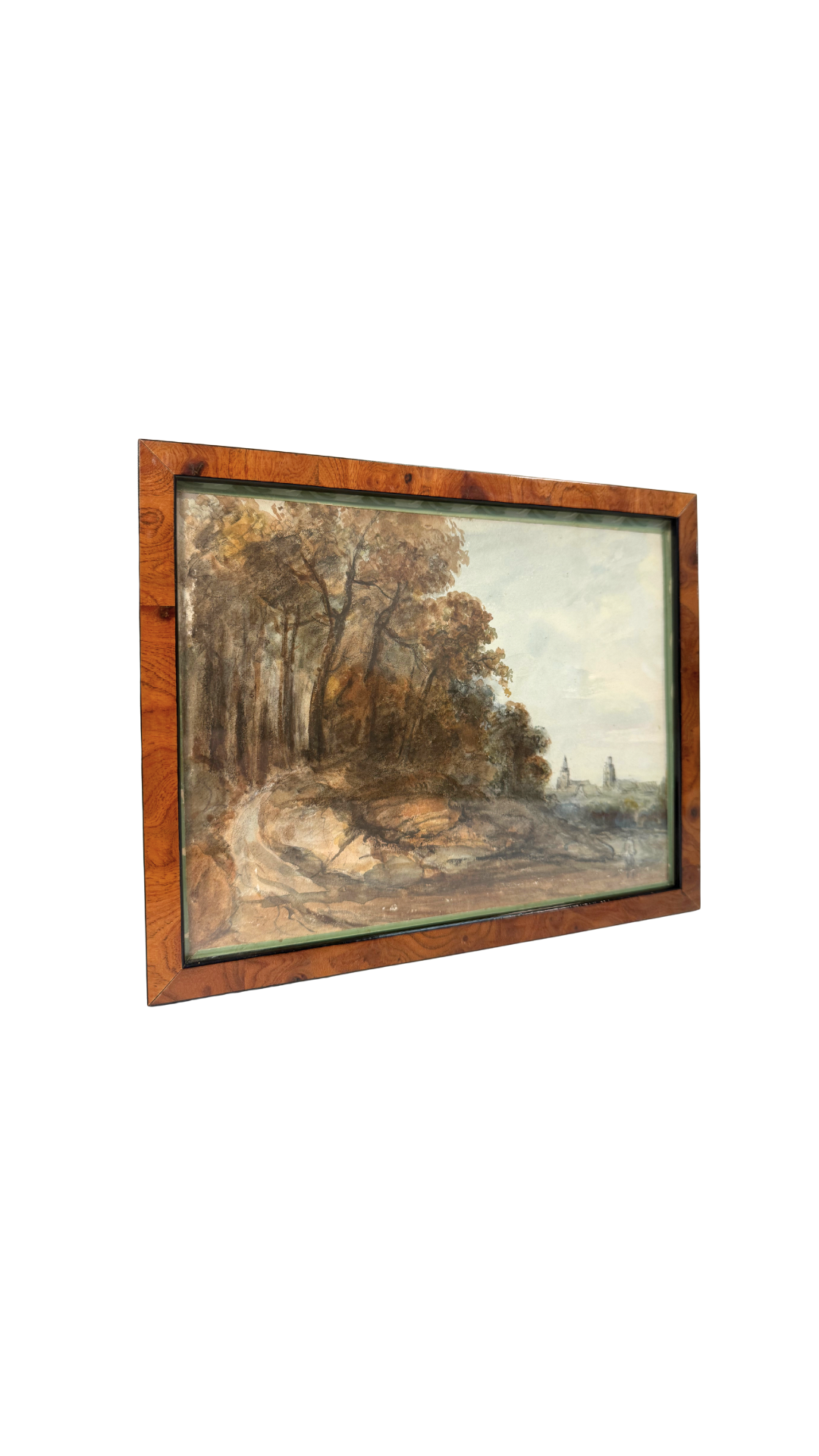 Watercolor Landscape in Burl Walnut Frame