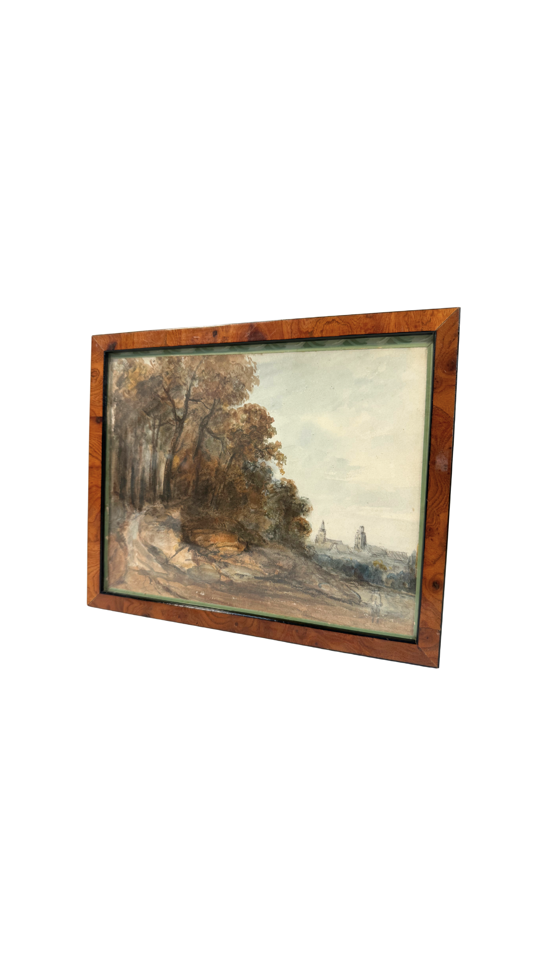 Watercolor Landscape in Burl Walnut Frame