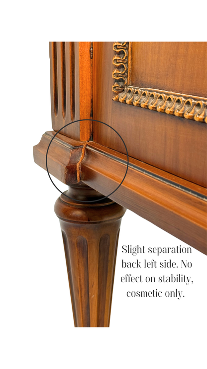 French Louis XVI–Style Vintage Cherry Veneer Commode