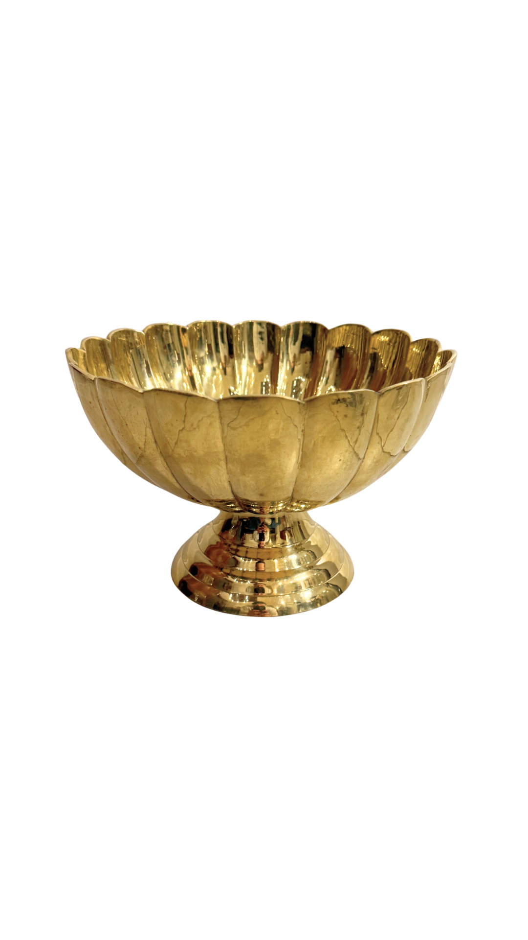 Fluted Scalloped Brass Compote
