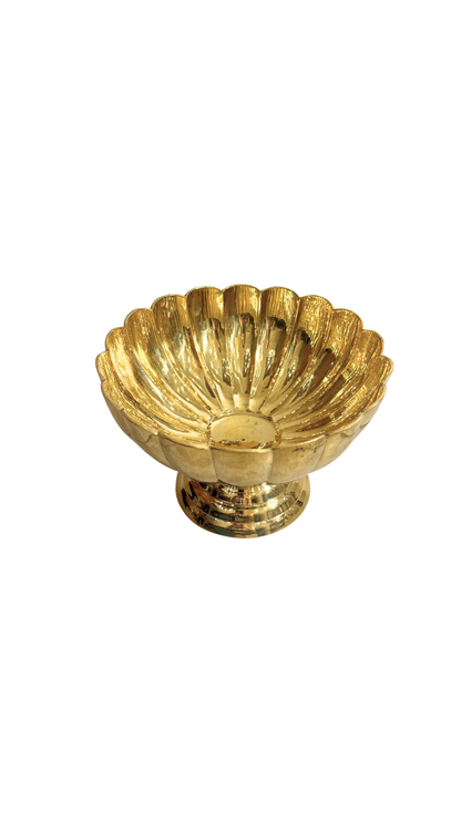 Fluted Scalloped Brass Compote