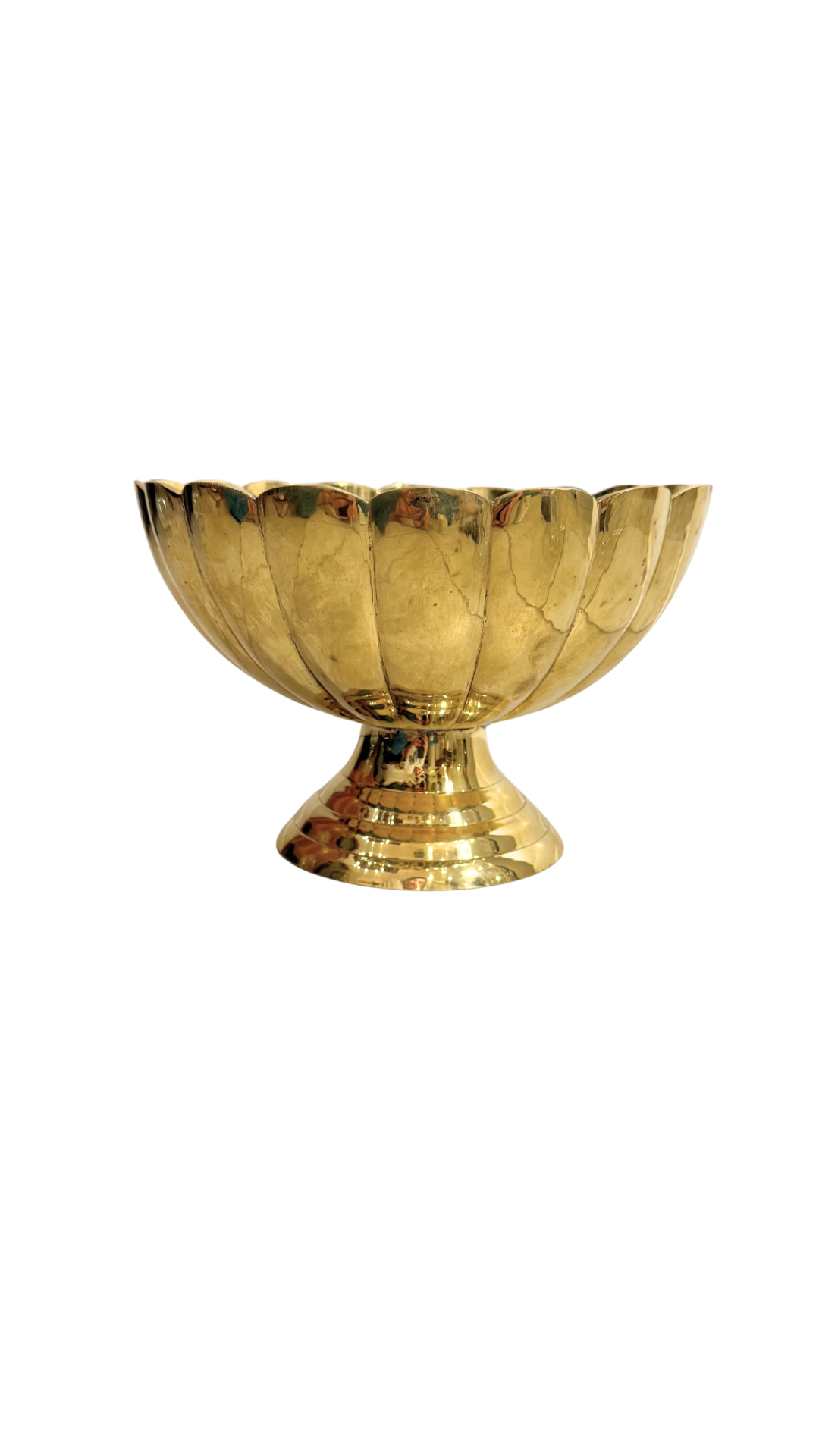 Fluted Scalloped Brass Compote