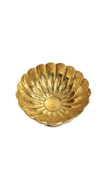 Fluted Scalloped Brass Compote