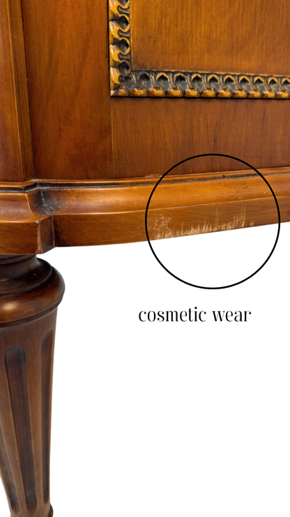 French Louis XVI–Style Vintage Cherry Veneer Commode