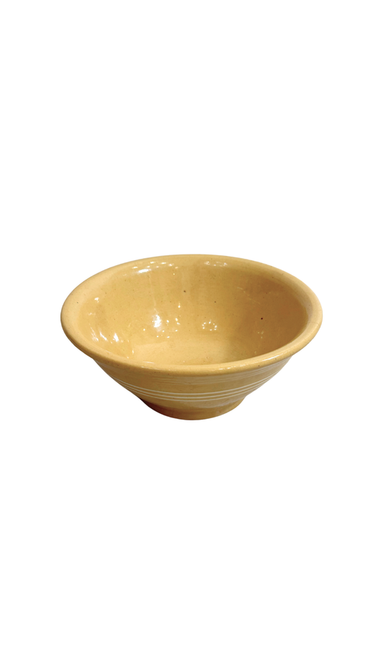 Vintage Yellow Slip-Glazed Pottery Bowl