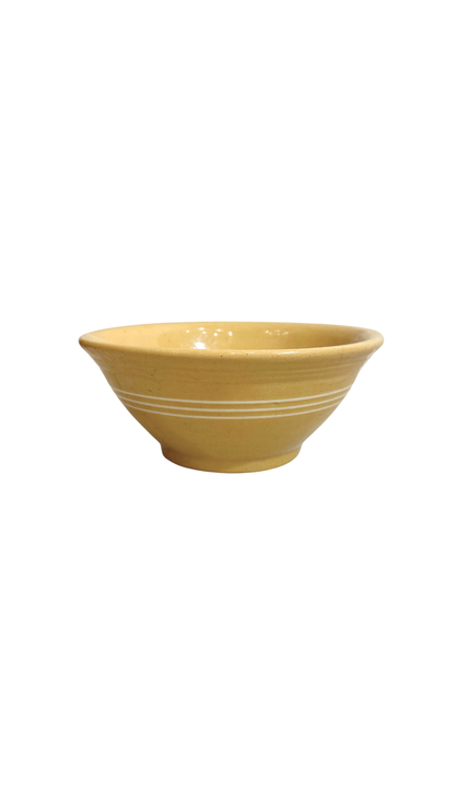 Vintage Yellow Slip-Glazed Pottery Bowl