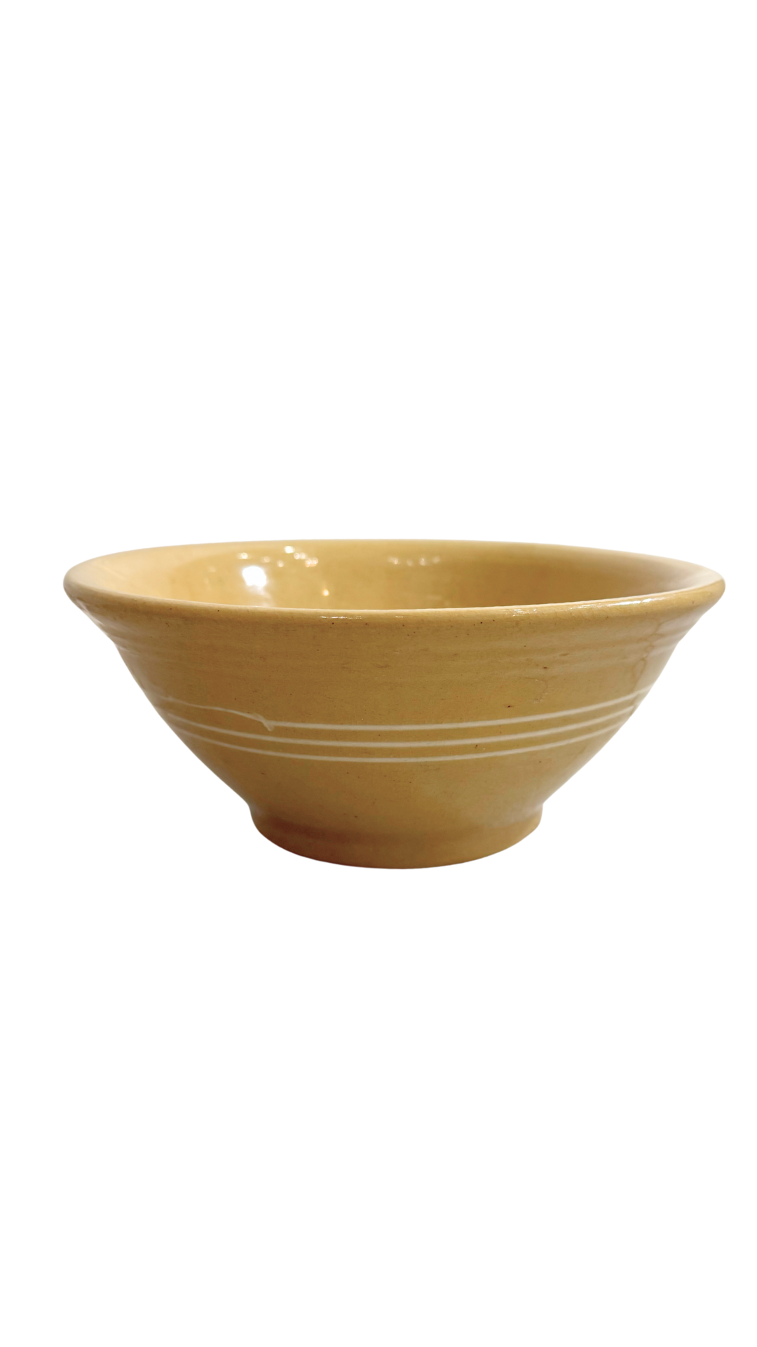Vintage Yellow Slip-Glazed Pottery Bowl