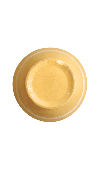 Vintage Yellow Slip-Glazed Pottery Bowl