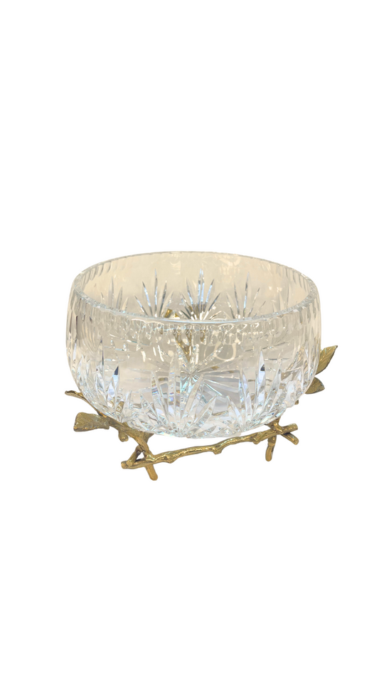 Crystal Bowl with Brass Riser