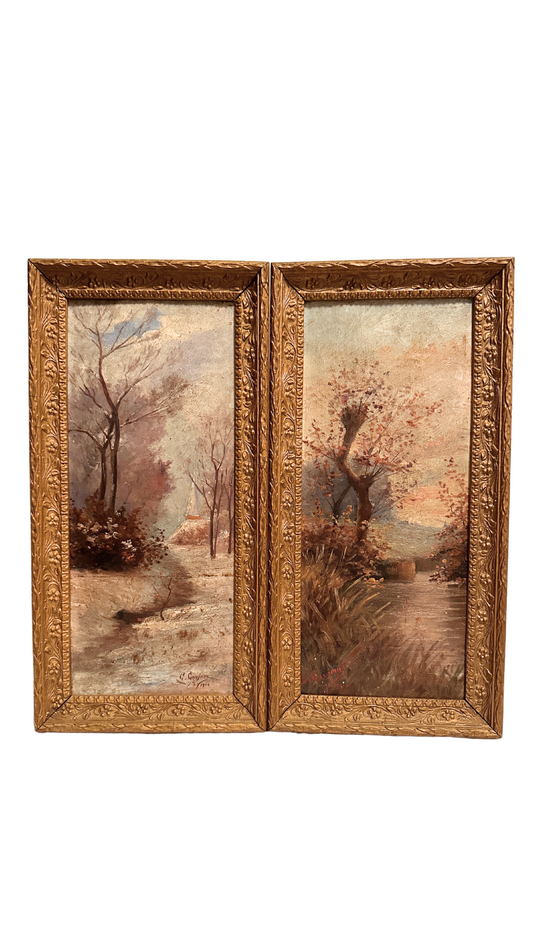 Antique French Seasonal Painting Set