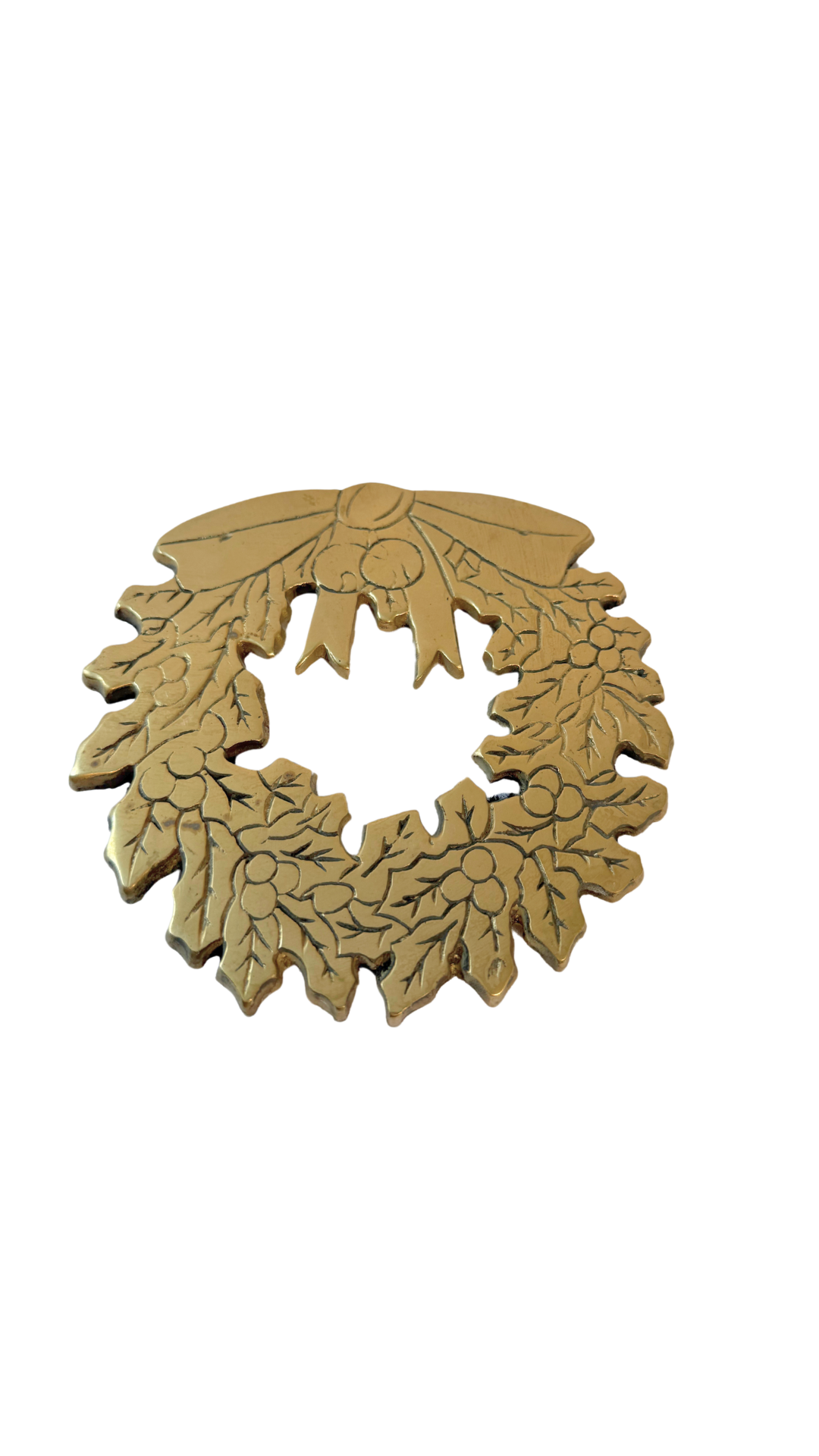 Brass Holiday Wreath Trivet