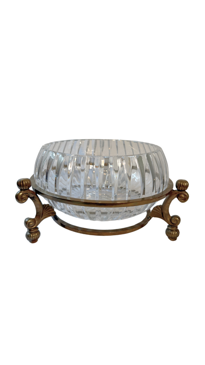 Crystal Bowl on Brass Pedestal