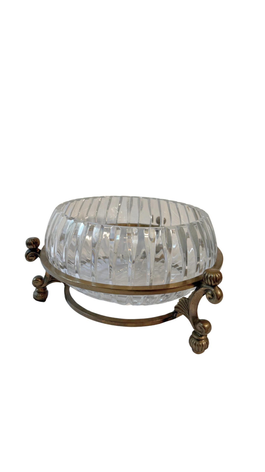 Crystal Bowl on Brass Pedestal