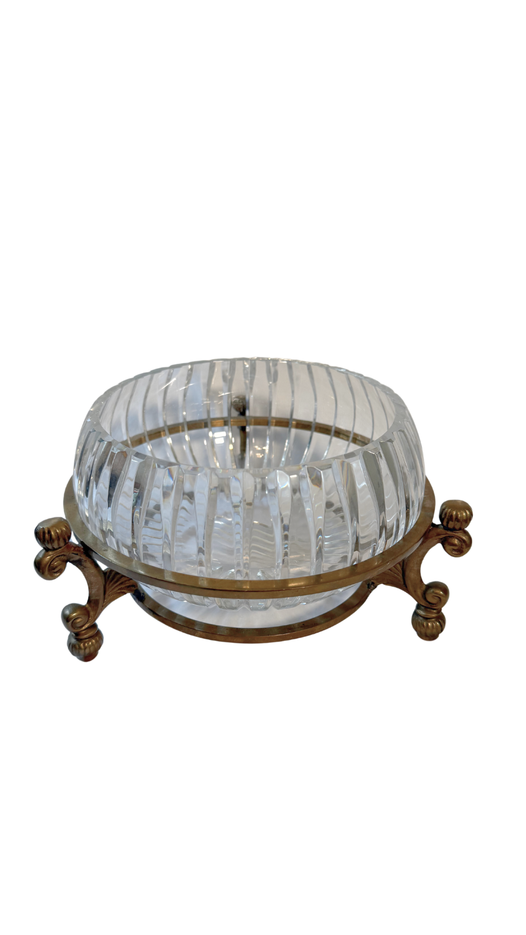 Crystal Bowl on Brass Pedestal