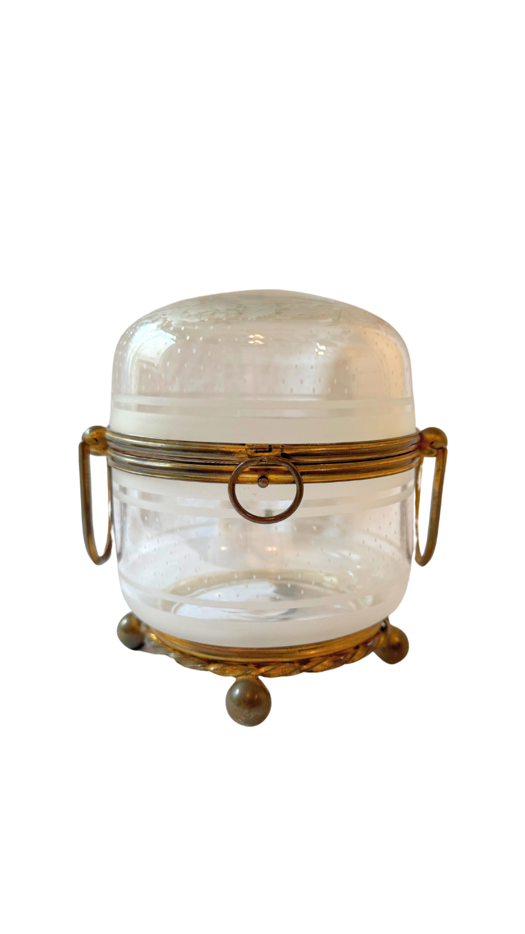 Antique Gouache Paris Etched Glass Casket