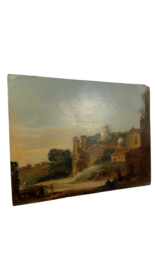 French Antique Oil Painting on Copper