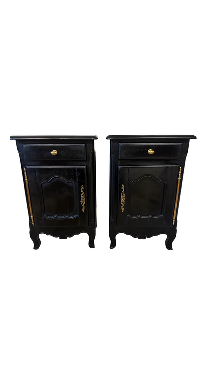 Set of Black Painted Wooden Nightstands