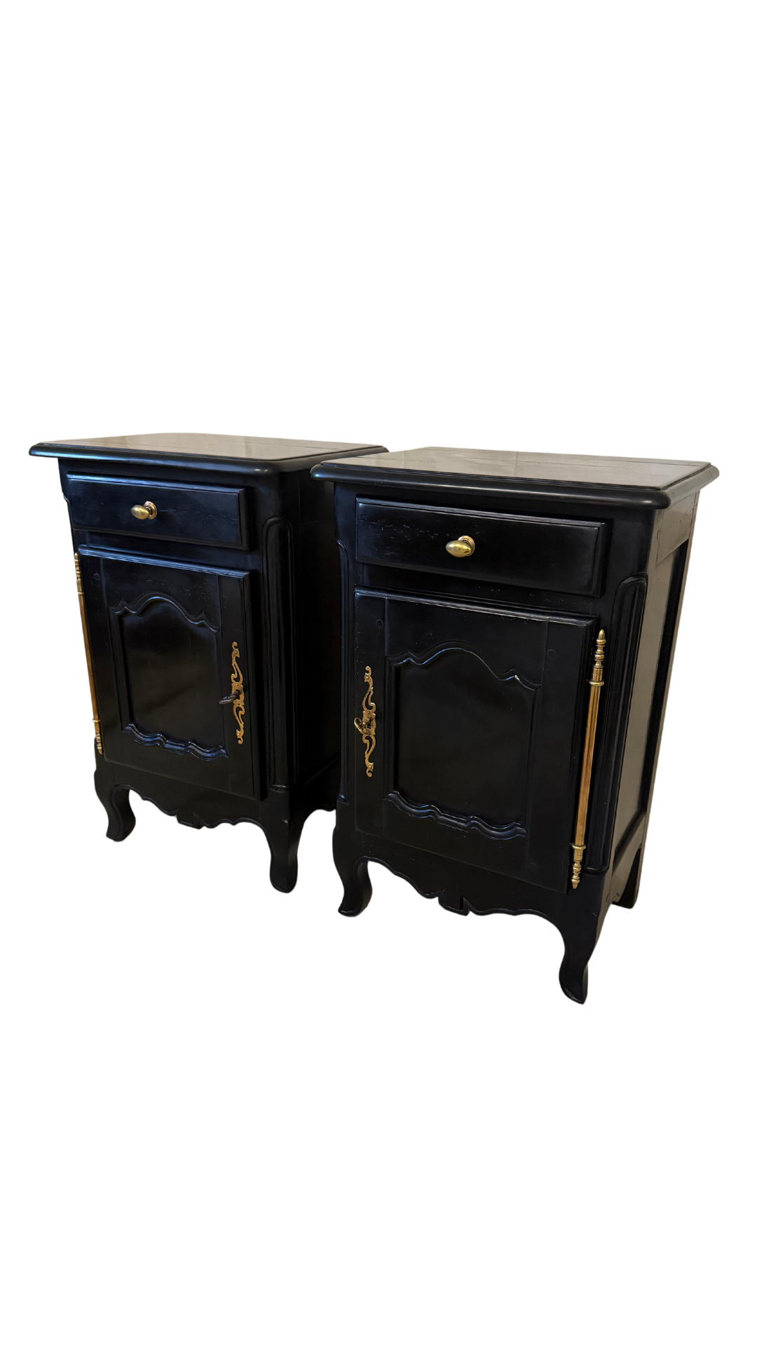 Set of Black Painted Wooden Nightstands