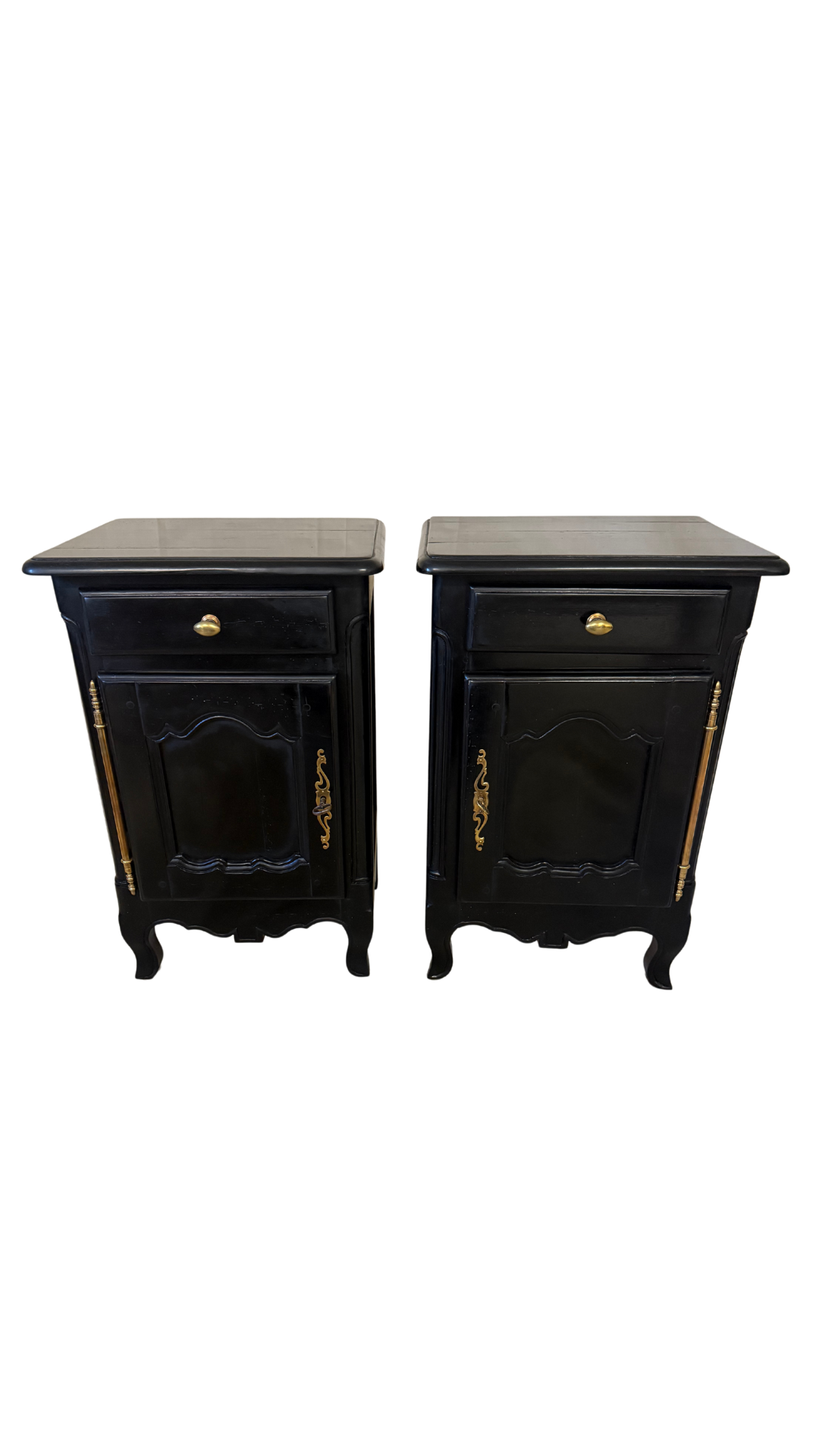 Set of Black Painted Wooden Nightstands