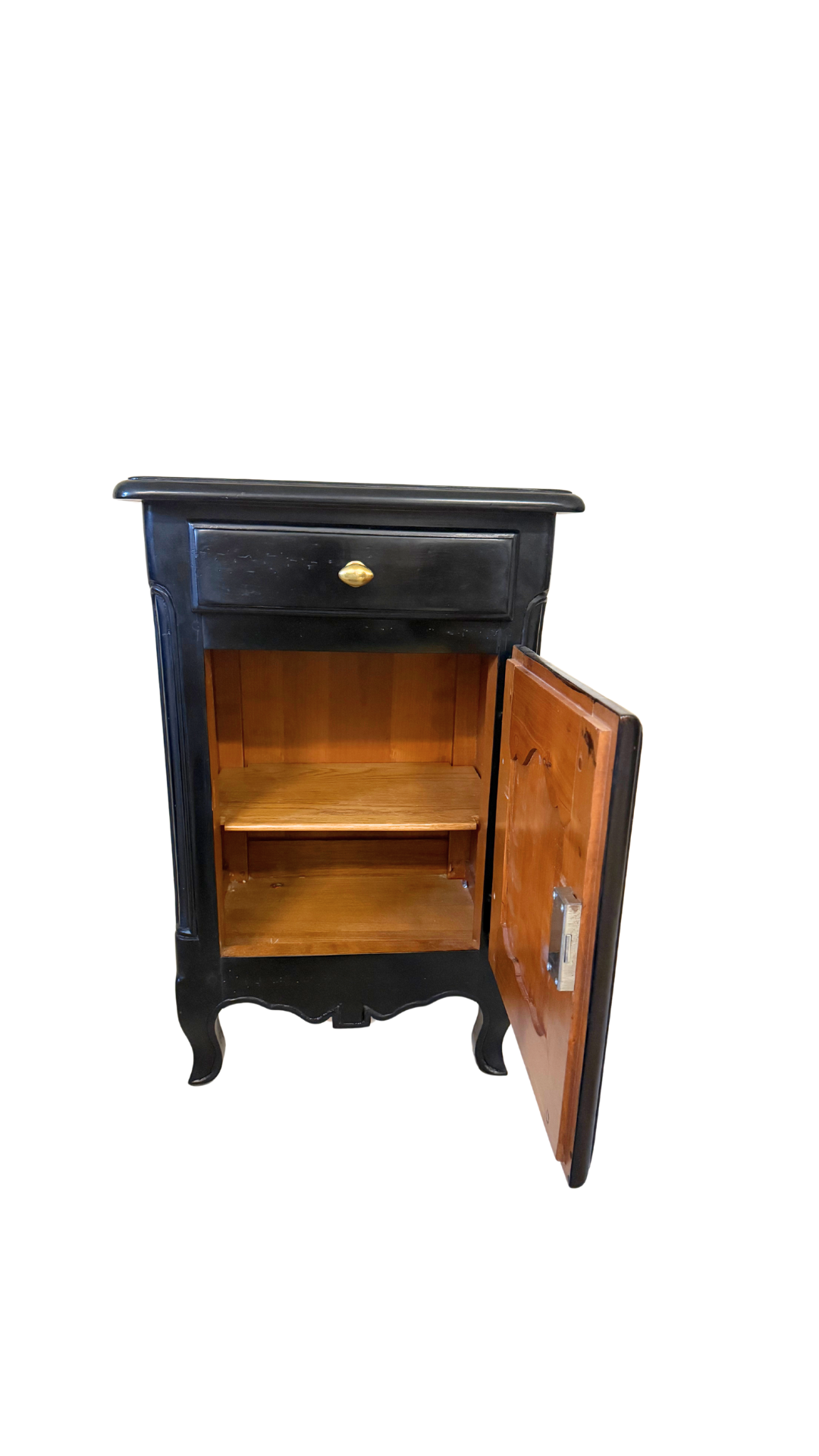 Set of Black Painted Wooden Nightstands