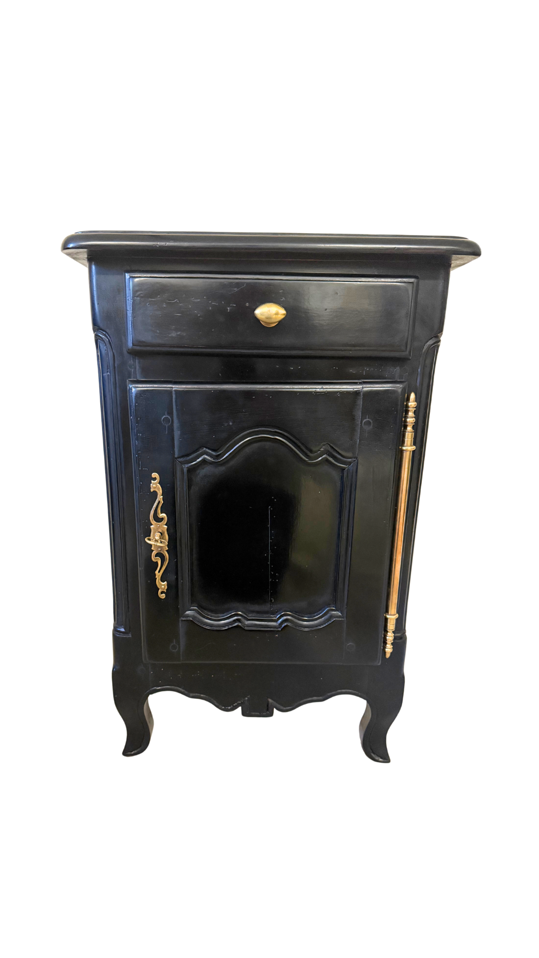 Set of Black Painted Wooden Nightstands