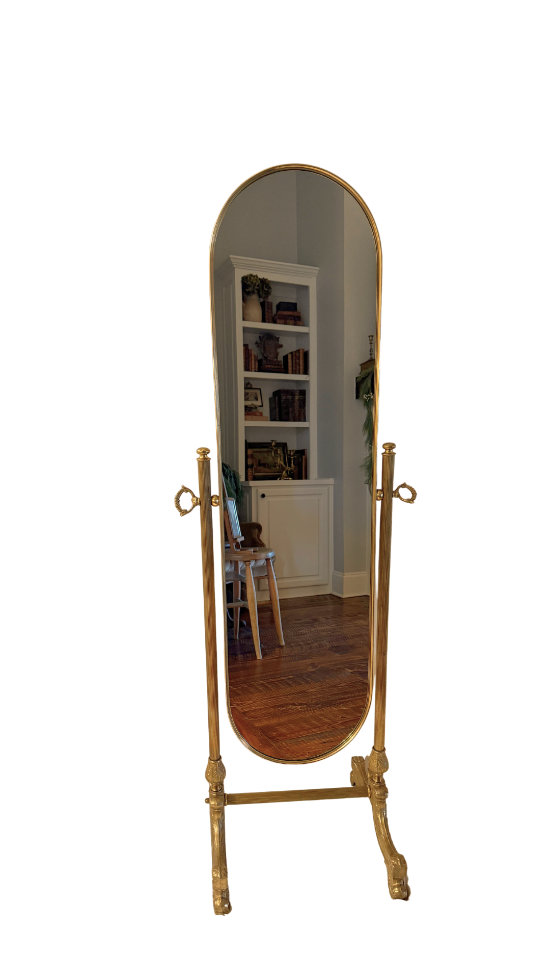 Brass French Cheval Mirror