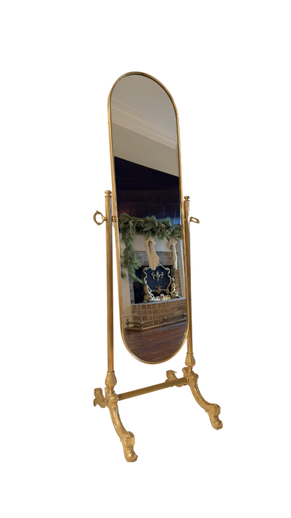 Brass French Cheval Mirror