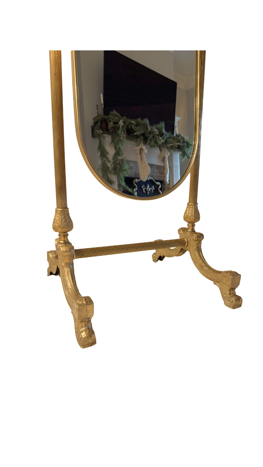 Brass French Cheval Mirror