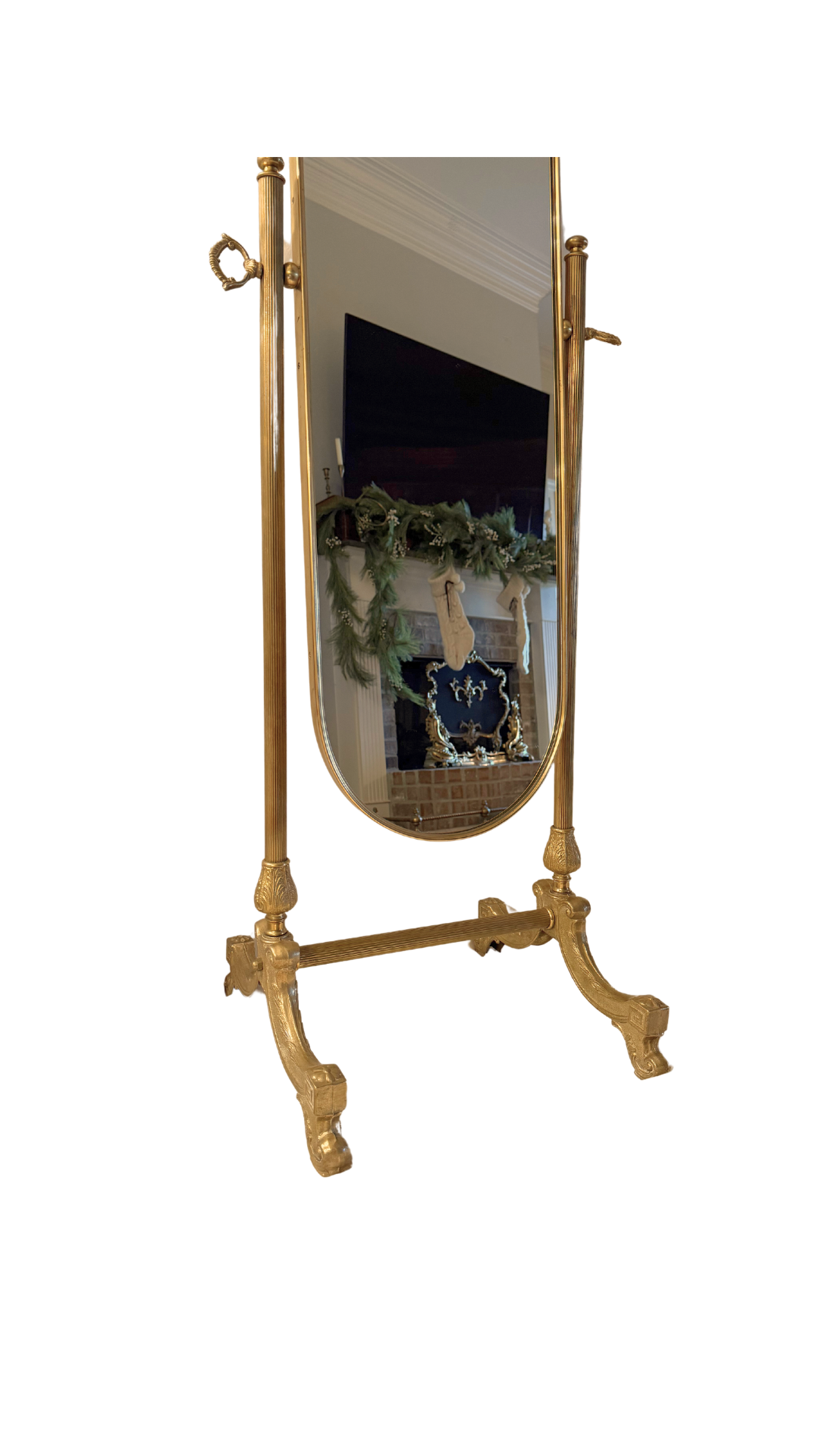 Brass French Cheval Mirror