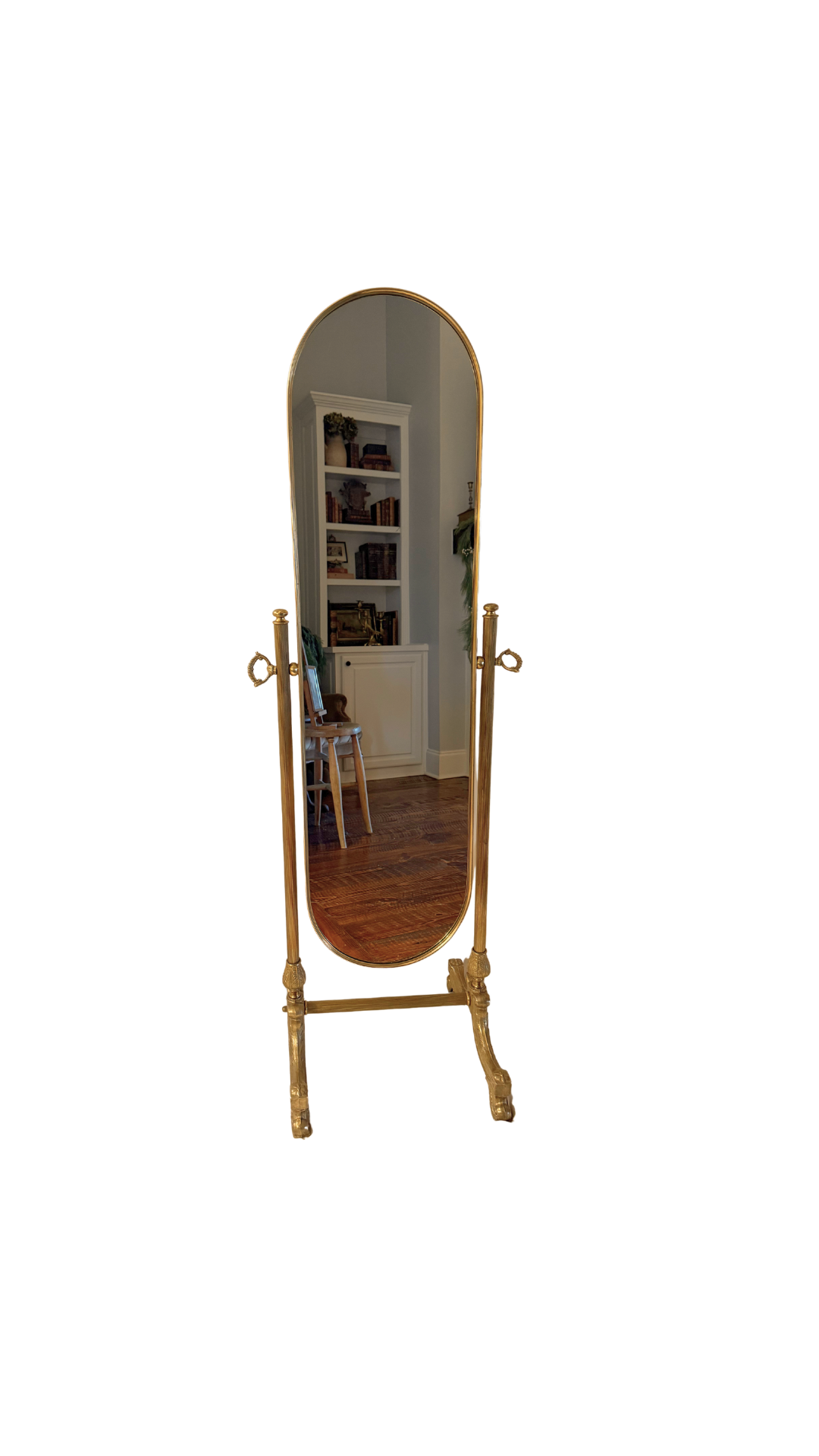 Brass French Cheval Mirror