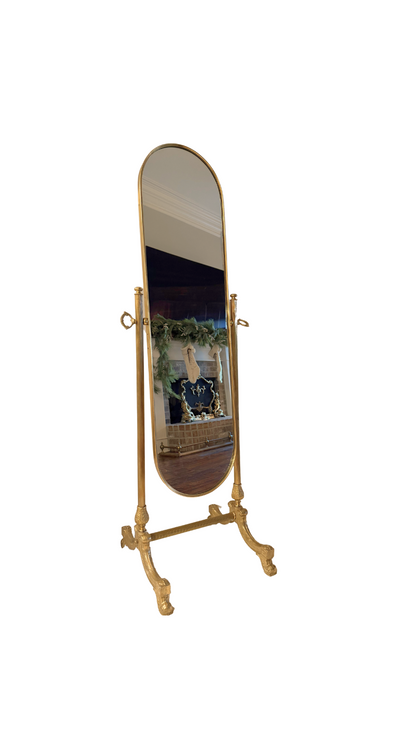 Brass French Cheval Mirror