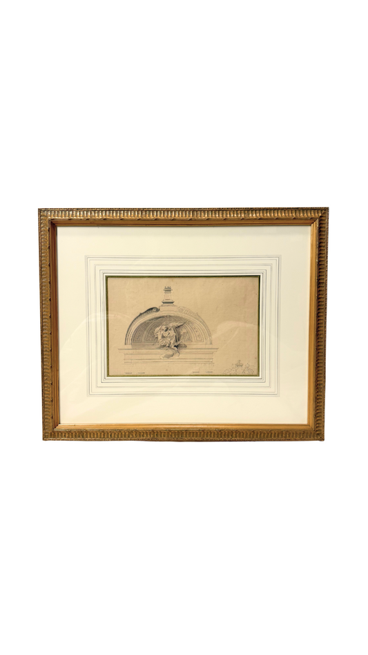 Antique French Architectural Drawing