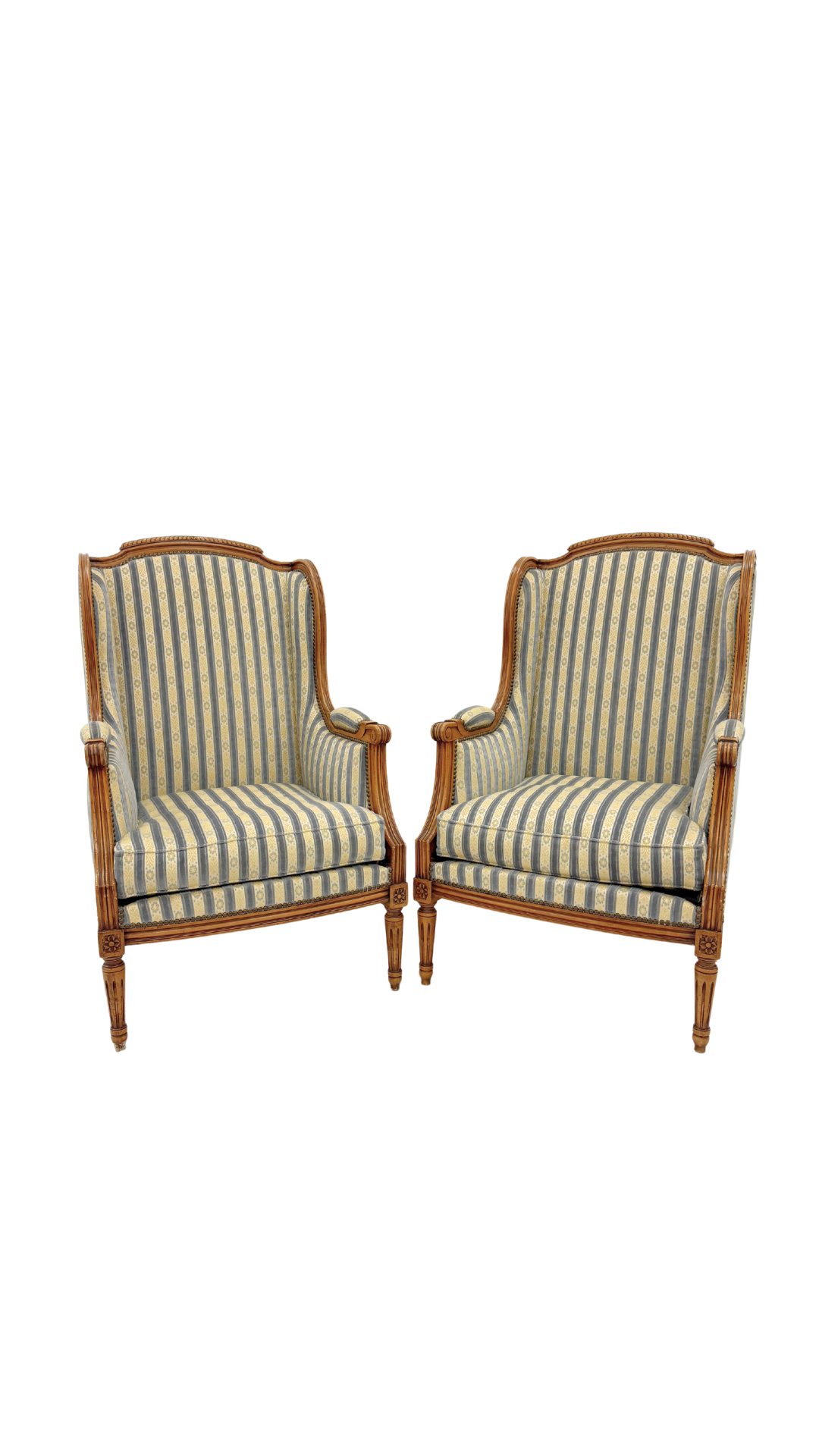 Pair of Louis XVI-Style Bergères Armchairs